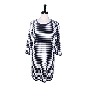 Sail to Sable Navy striped dress bell 3/4 sleeves SZ XL